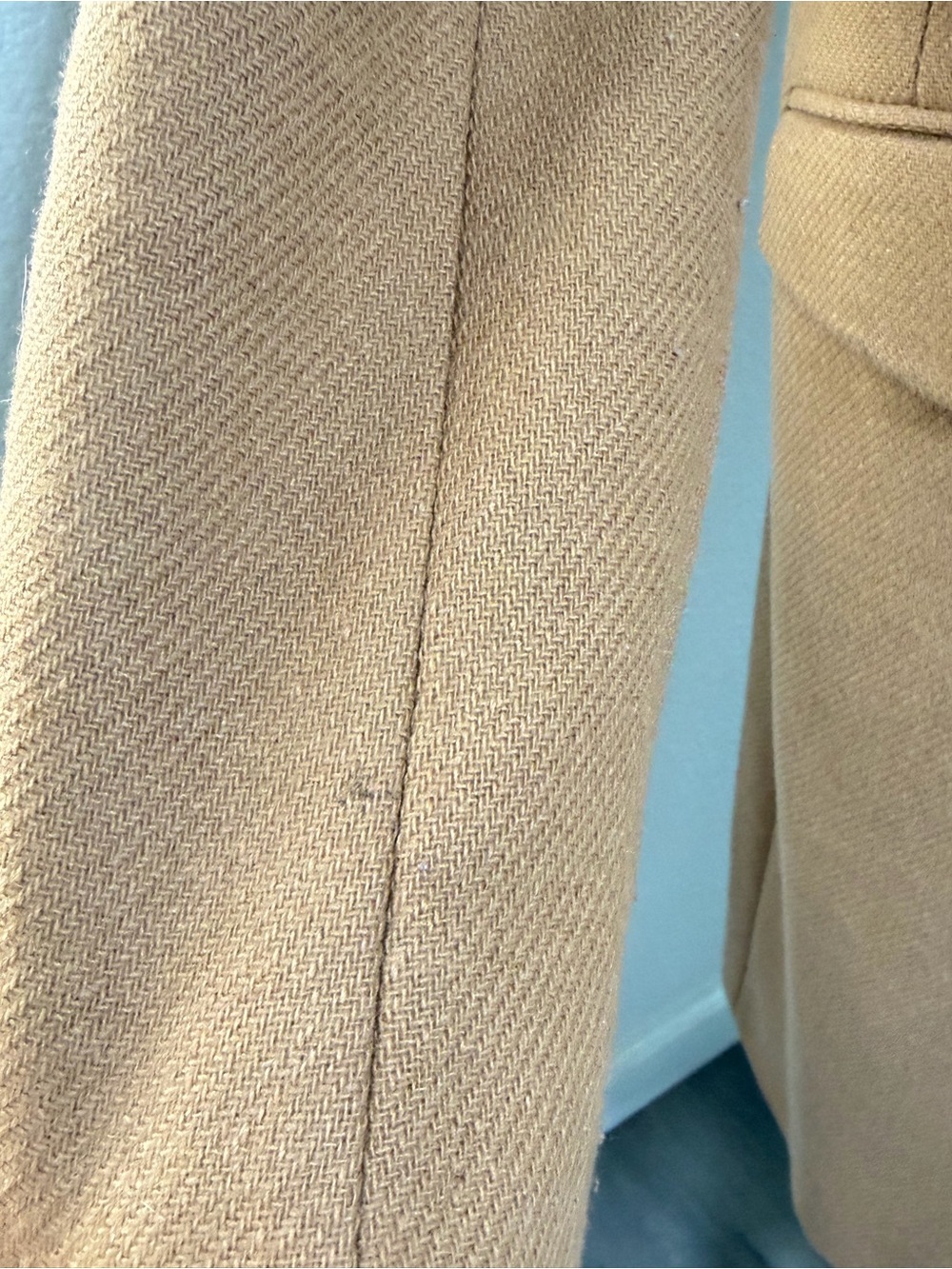 ZARA Camel Herringbone Longline Coat - Picture 6 of 12